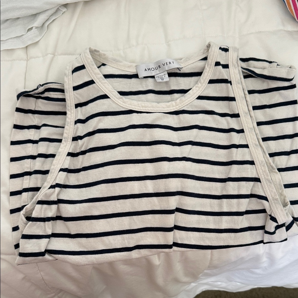 Amour Vert Black and White Striped Tank